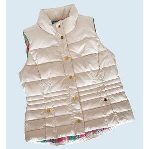 LILLY PULITZER White Down Full Button Outdoor Vest Size Medium